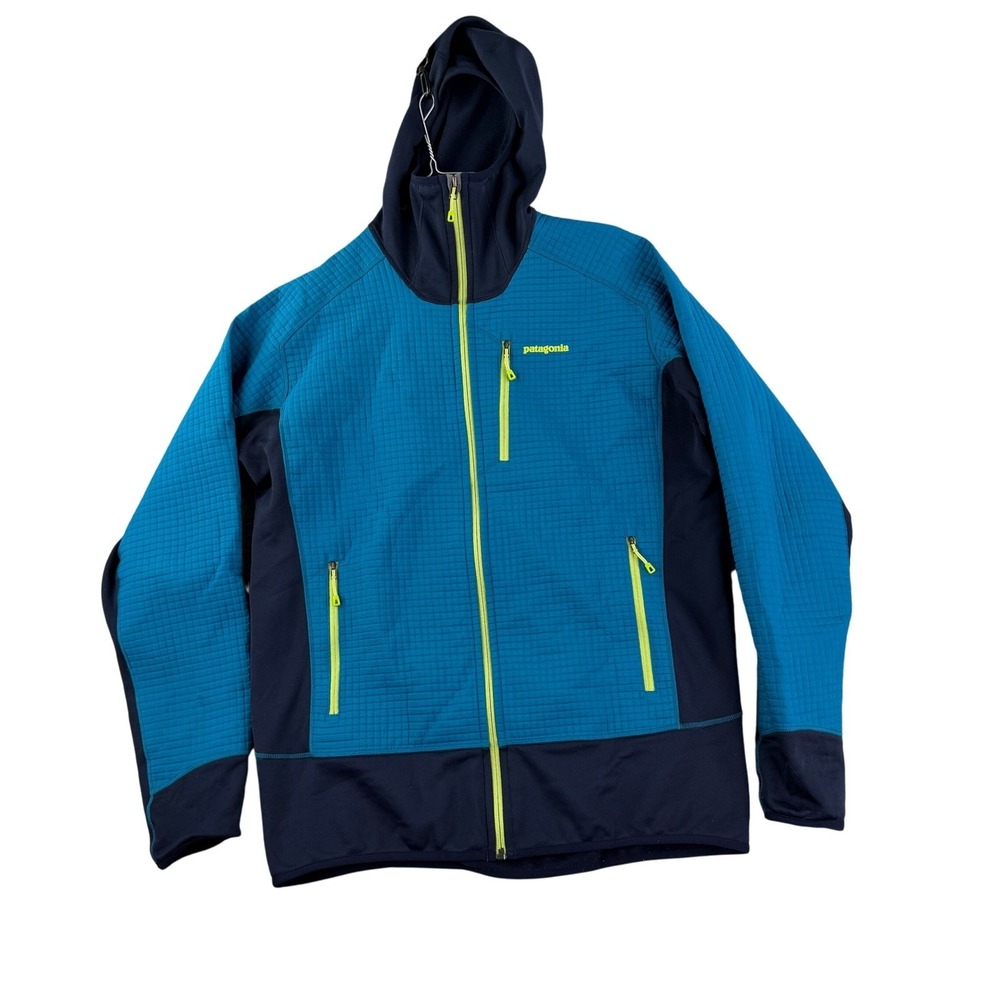 Patagonia Jacket Mens Large Underwater Blue Dual Aspect‎ Hoody Stretch Polartec